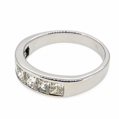 1.19cts Princess Cut Diamond Half Eternity Band Ring in 18ct White Gold
