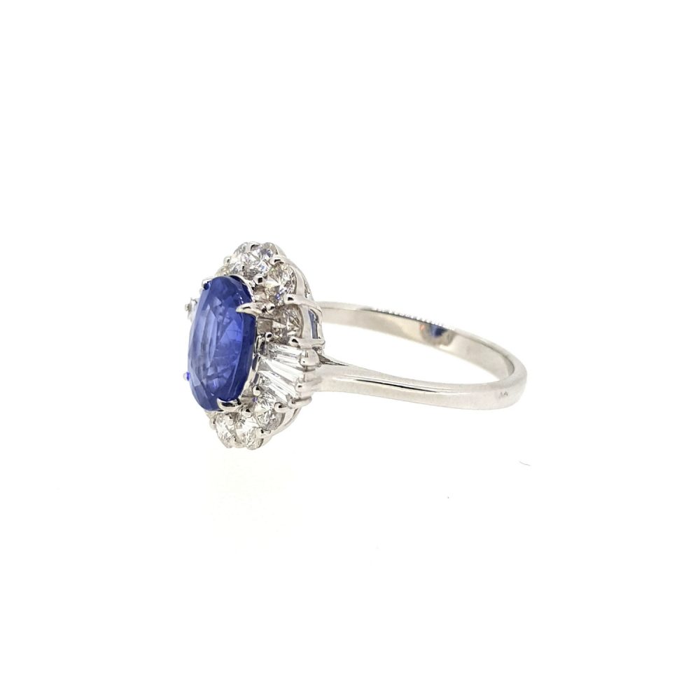 3.37ct Sapphire and Diamond Cluster Dress Ring