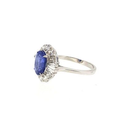 3.37ct Sapphire and Diamond Cluster Dress Ring