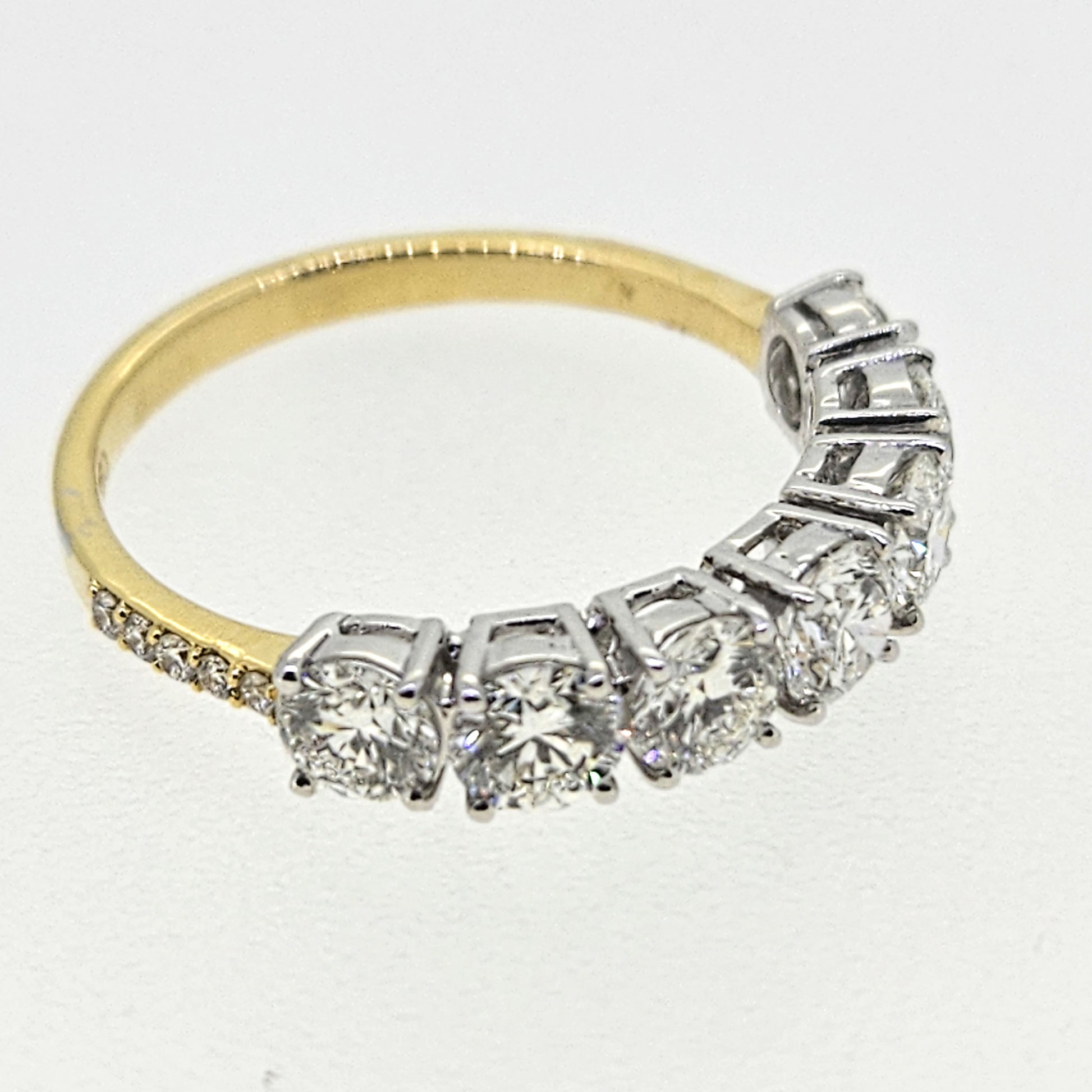 Seven stone Diamond Half Eternity Band Ring, D Colour VVS Clarity, 1.63 carats