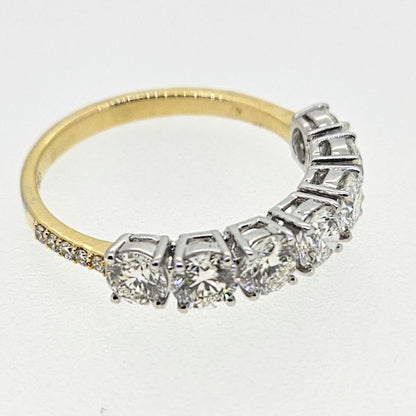 Seven stone Diamond Half Eternity Band Ring, D Colour VVS Clarity, 1.63 carats