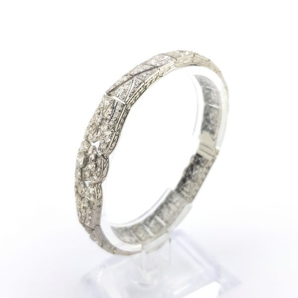 Art Deco Diamond Tapered Bracelet in Platinum