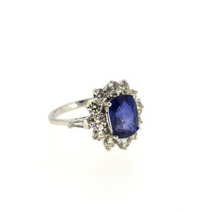 2.75ct Oval Sapphire and Diamond Cluster Ring