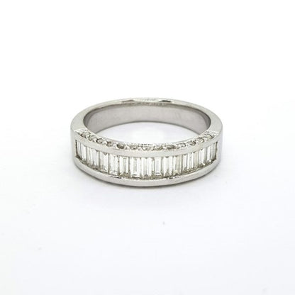 Channel Set Baguette Cut Diamond Half Eternity Ring, 0.84 carats