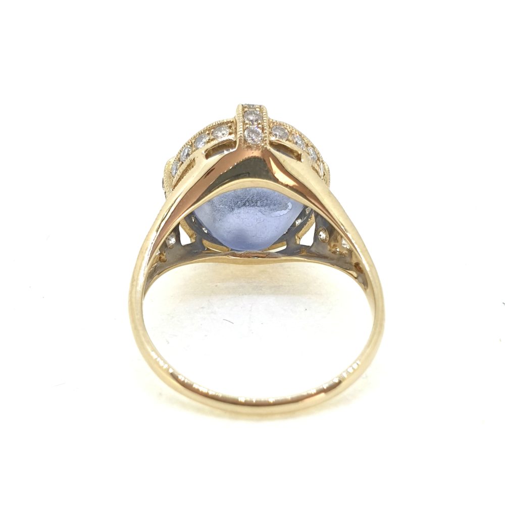 Star Sapphire and Diamond Cluster Dress Ring