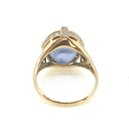 Star Sapphire and Diamond Cluster Dress Ring