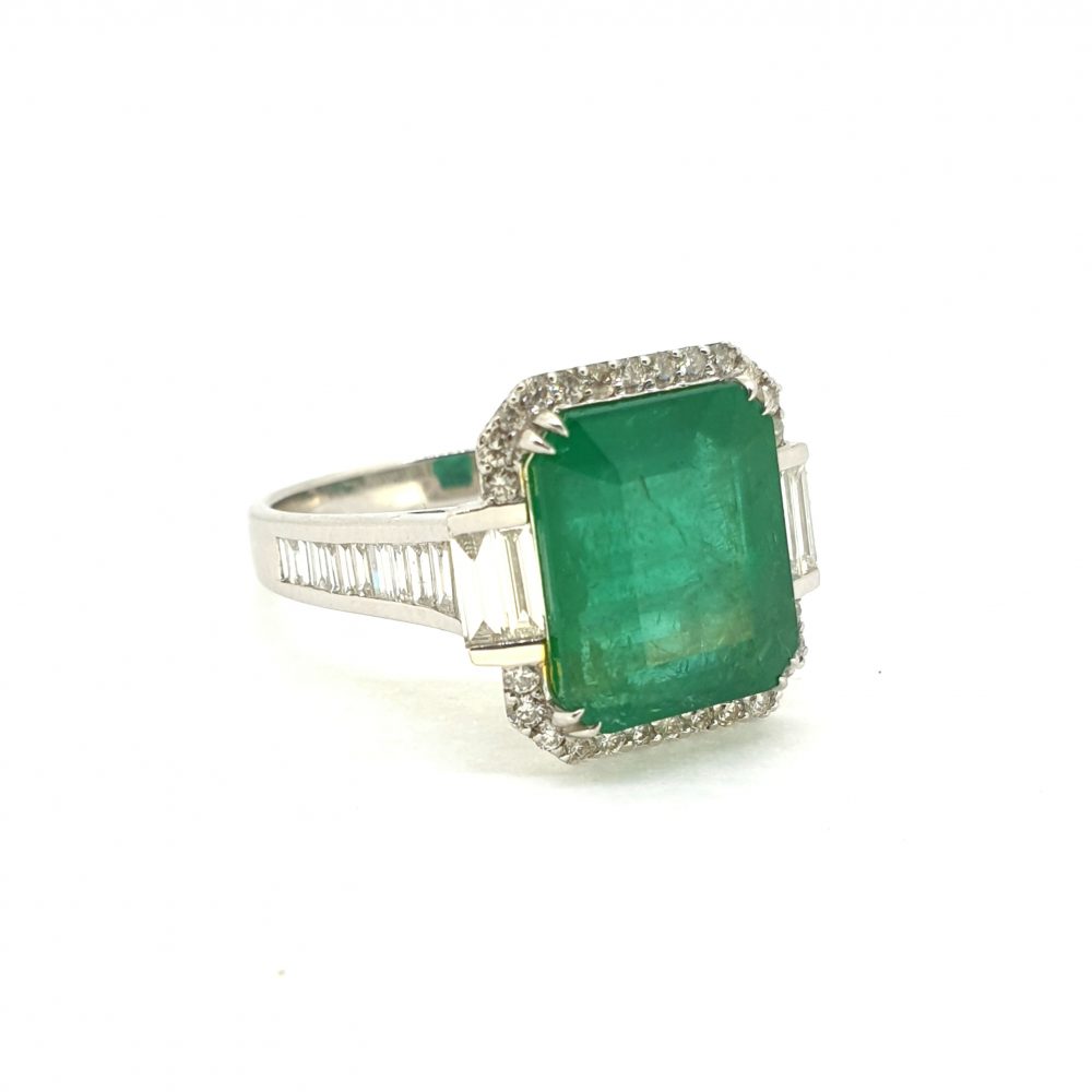5.16ct Emerald and Diamond Cluster Dress Ring