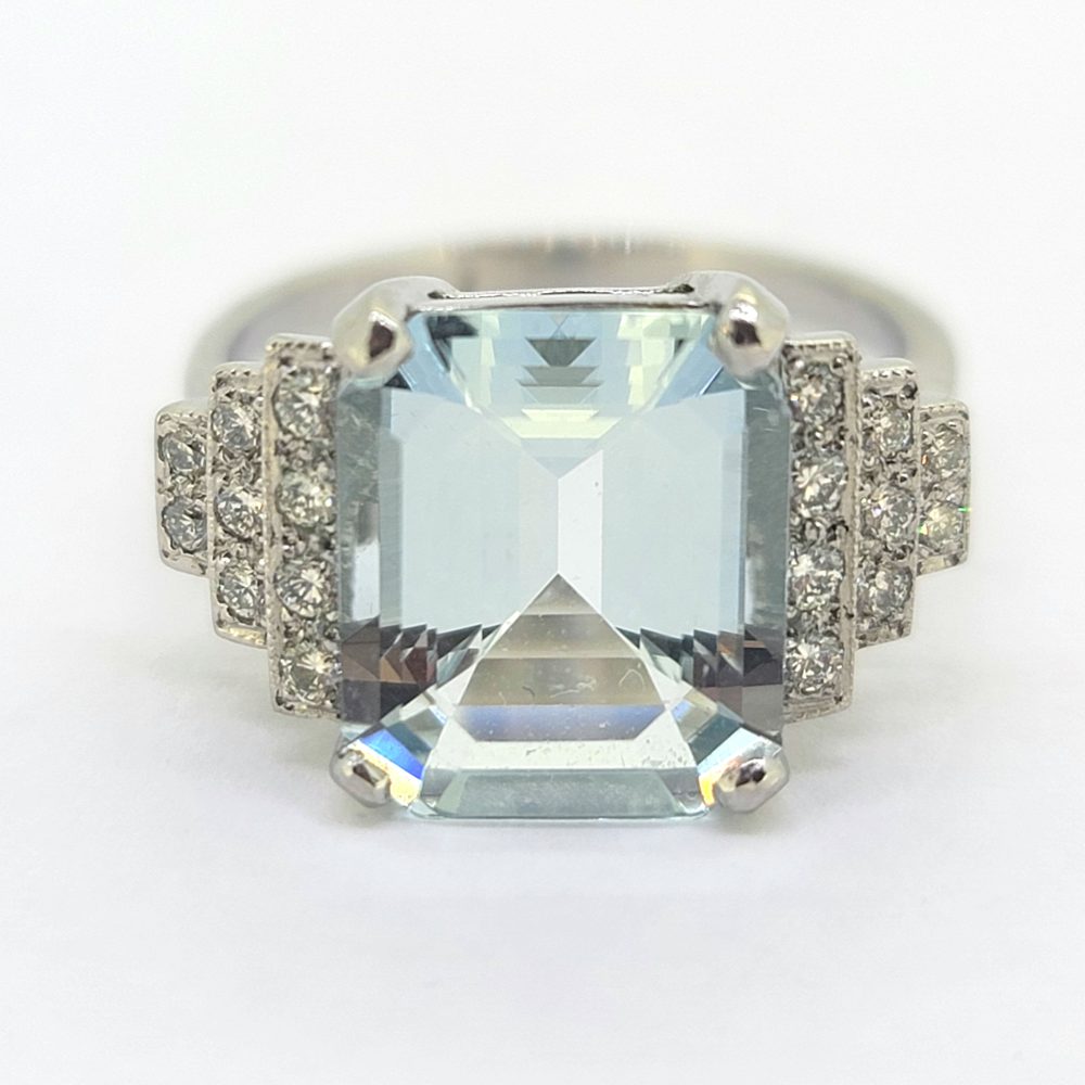 4.50ct Aquamarine and Diamond Cluster Dress Ring in Platinum