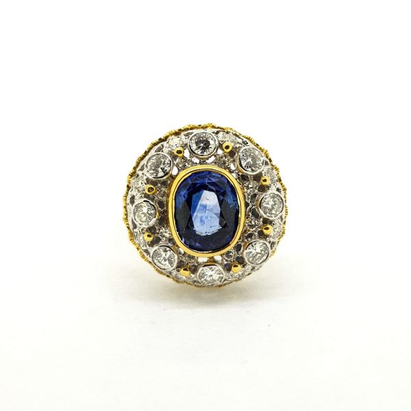 5.20ct Sapphire and Diamond Cluster Dome Dress Ring
