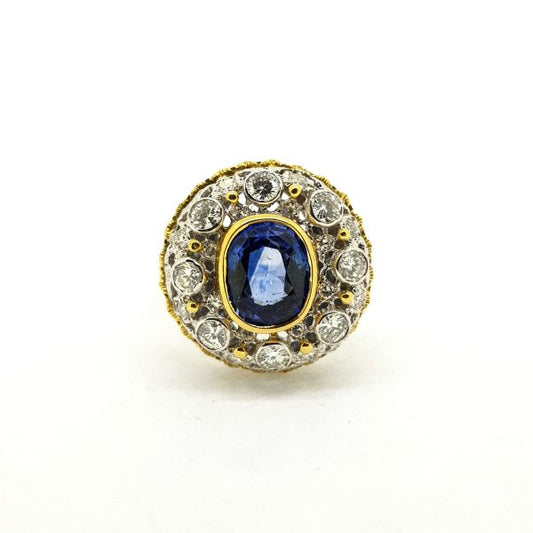 5.20ct Sapphire and Diamond Cluster Dome Dress Ring