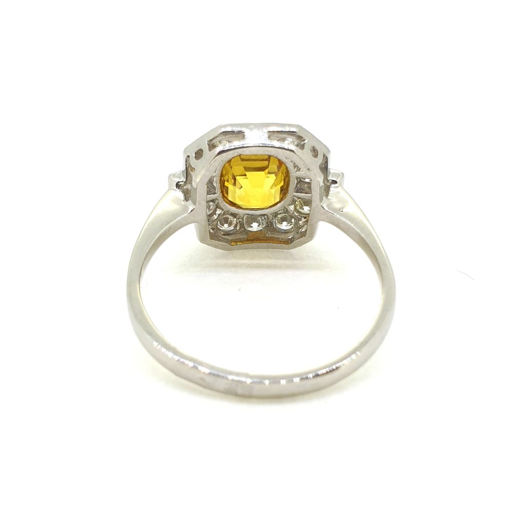 1.50ct Yellow Sapphire and Diamond Cluster Ring in Platinum