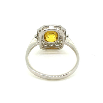 1.50ct Yellow Sapphire and Diamond Cluster Ring in Platinum