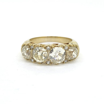 Antique Victorian 4.5cts Old Cut Diamond Four Stone Ring