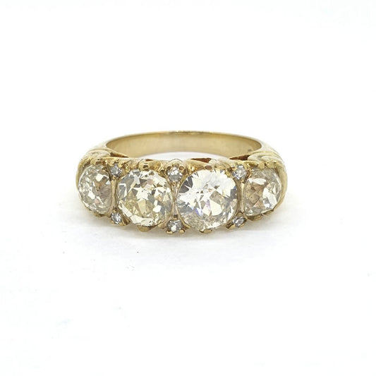 Antique Victorian 4.5cts Old Cut Diamond Four Stone Ring