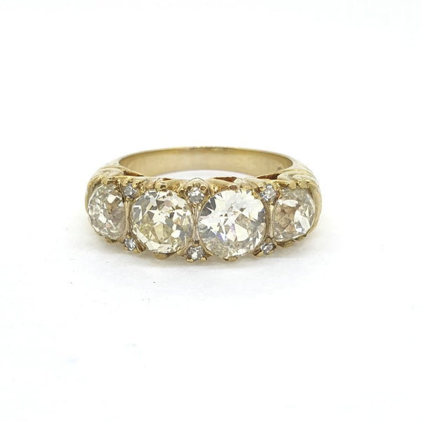 Antique Victorian 4.5cts Old Cut Diamond Four Stone Ring