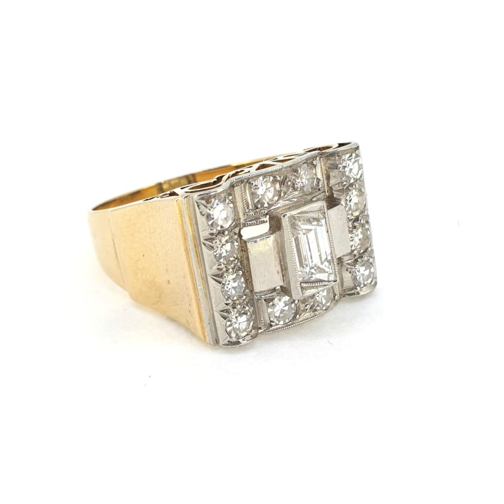 Vintage 1940s Retro Diamond Tank Ring