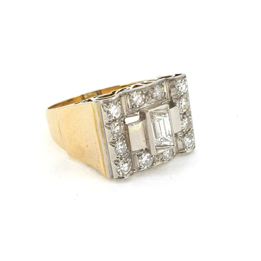 Vintage 1940s Retro Diamond Tank Ring
