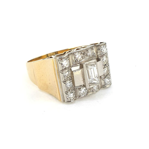 Vintage 1940s Retro Diamond Tank Ring