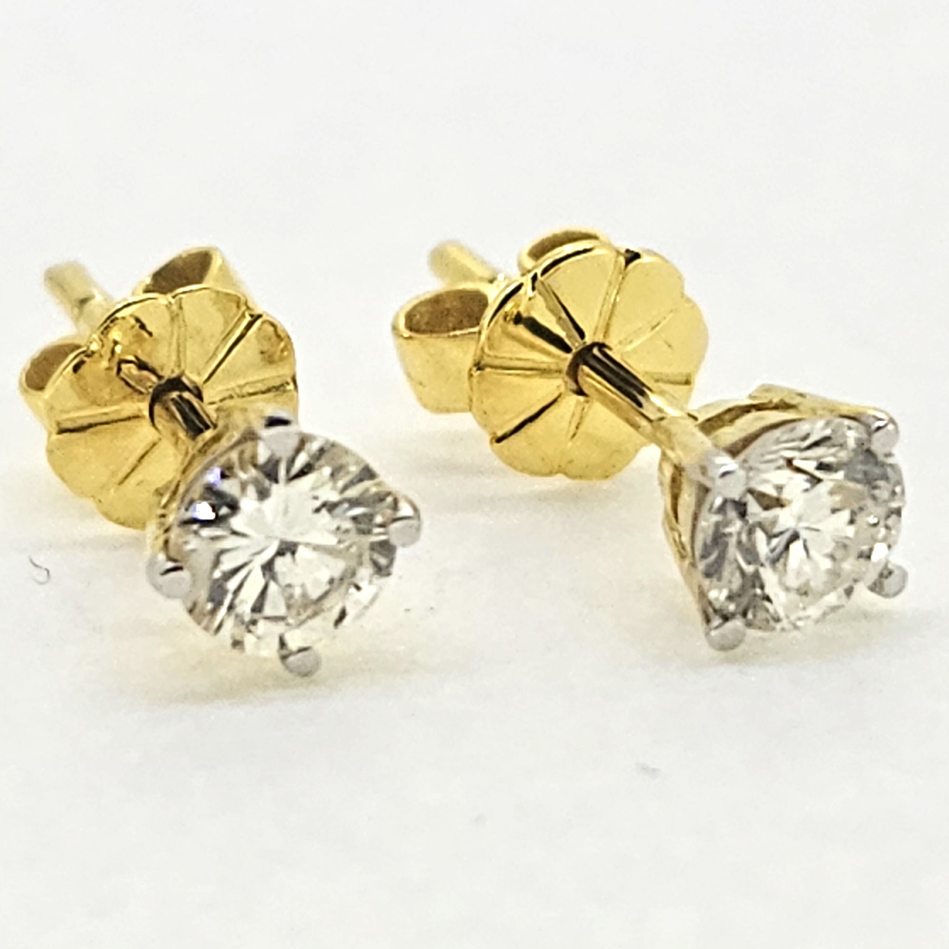 Diamond Solitaire Stud Earrings in 18ct Yellow Gold, 0.47 carats