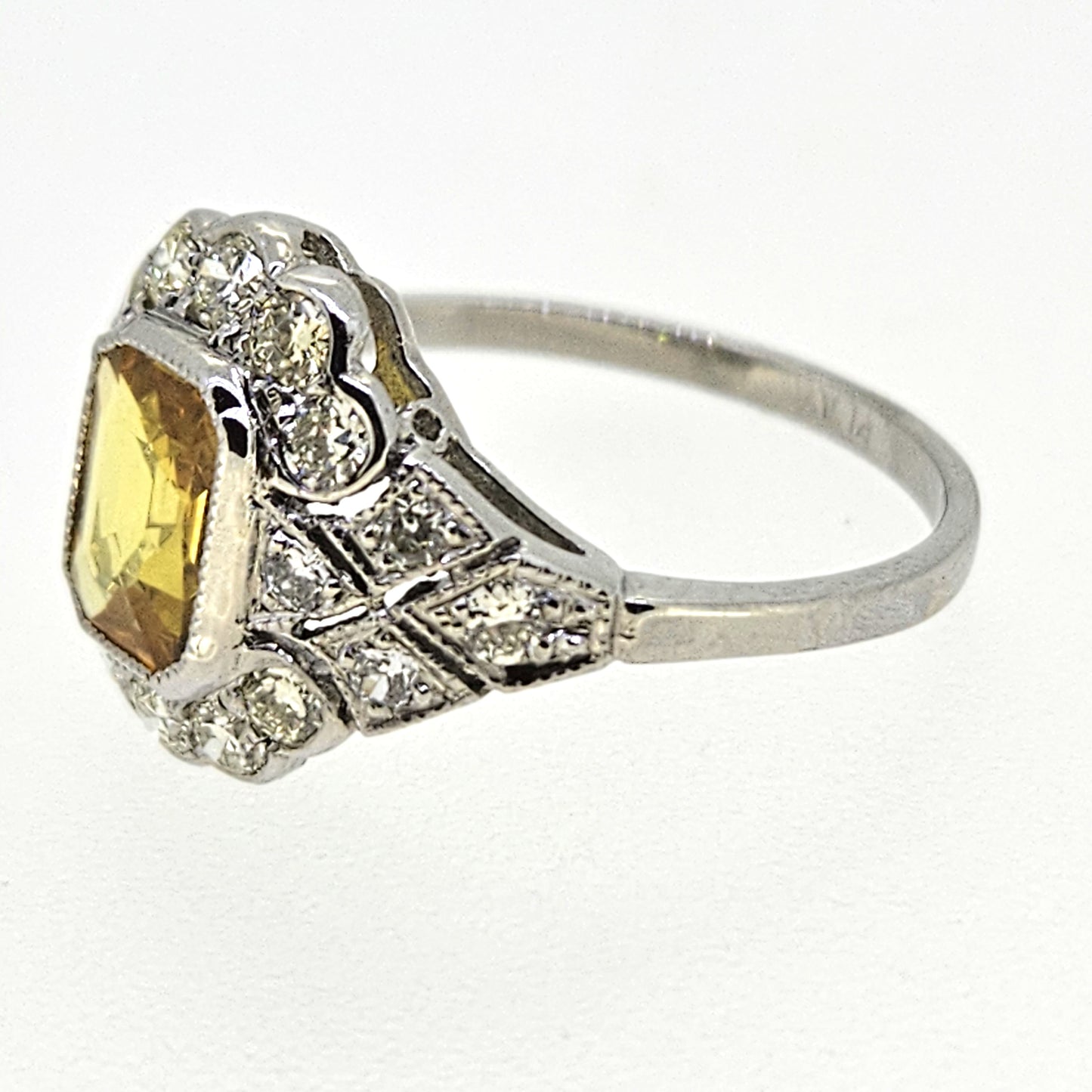 Yellow Sapphire and Diamond Cluster Ring Ys1.40 D.65 platinum