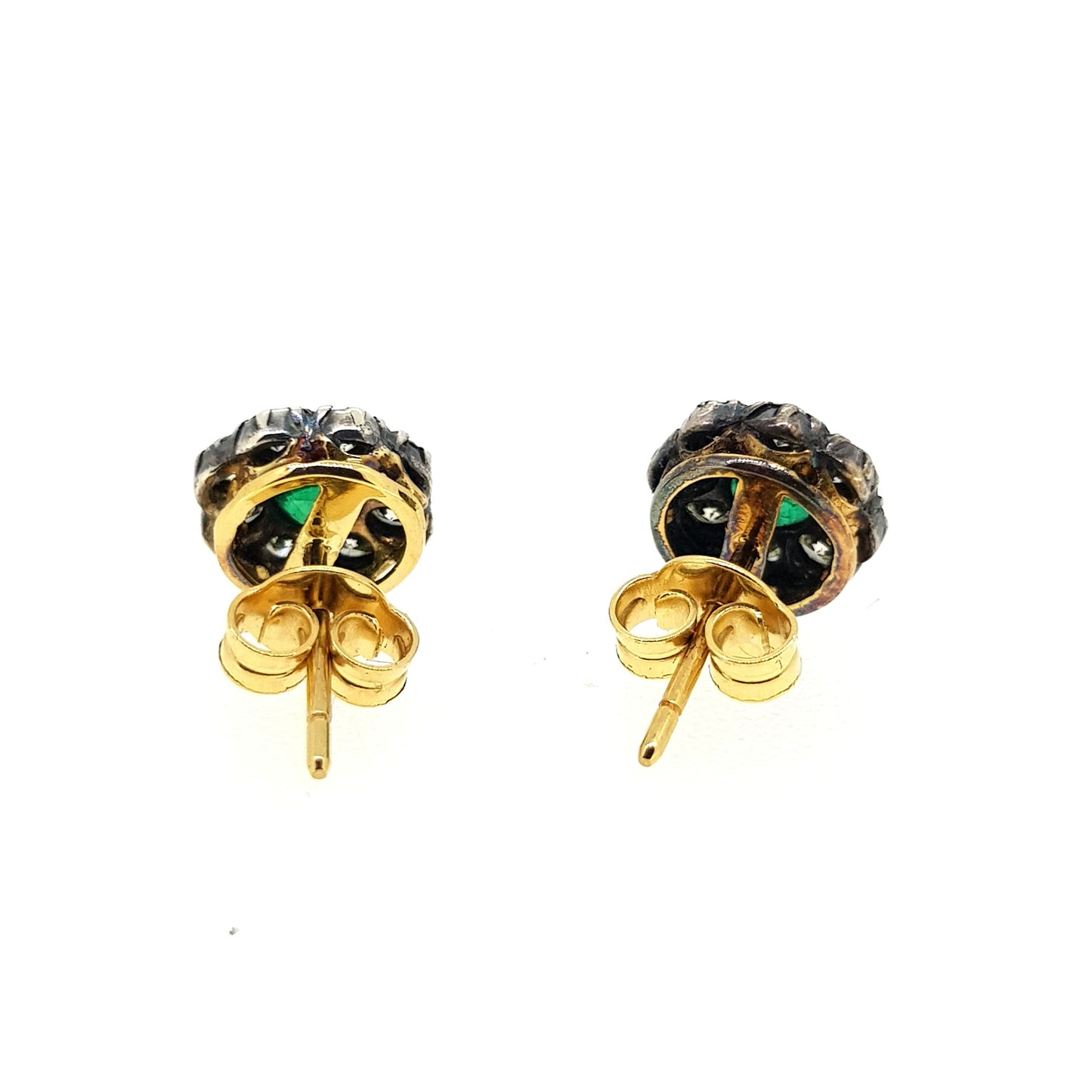 0.80ct Emerald and Diamond Cluster Stud Earrings