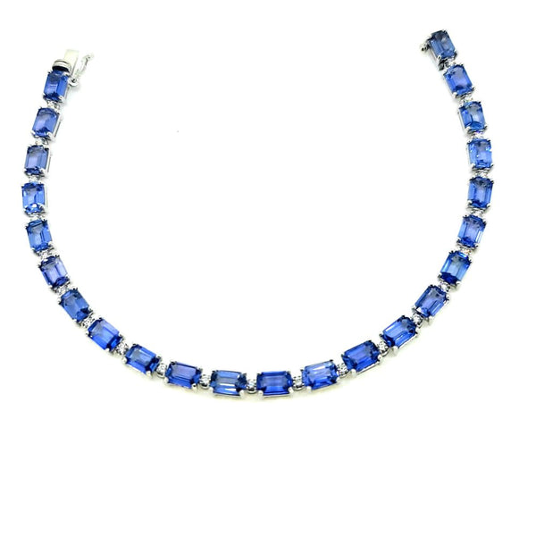 26.99ct Fine Emerald Cut Sapphire and Diamond Bracelet