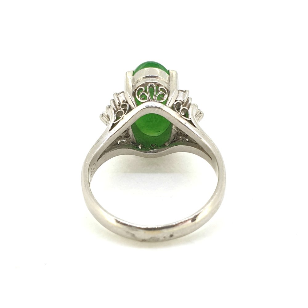 Jadeite Jade and Diamond Cluster Dress Ring in Platinum