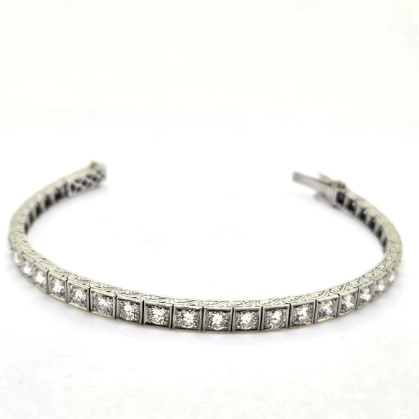 Art Deco 7.60ct Diamond Line Bracelet in White Gold