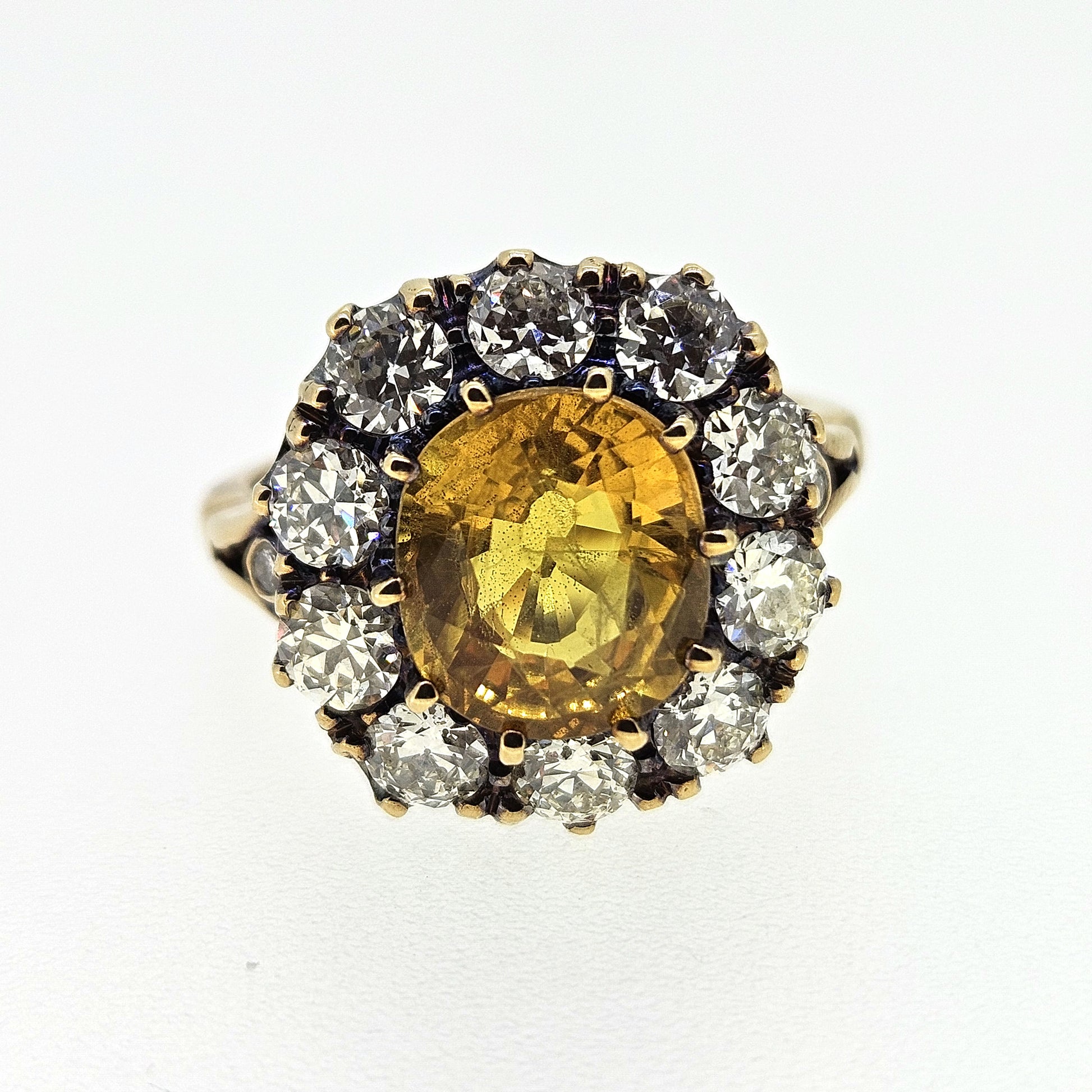 3.80ct Yellow Sapphire and Diamond Crown Cluster Engagement Ring in 18ct Yellow Gold
