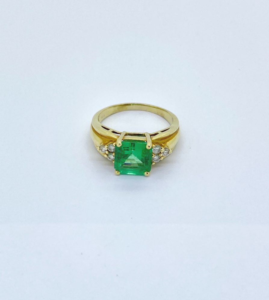 2.5ct Colombian Emerald and Diamond Dress Ring in 18ct Yellow Gold