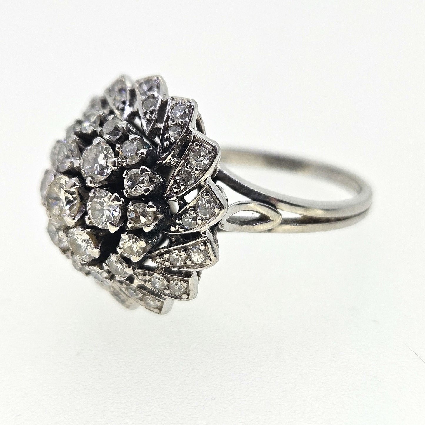 Vintage Diamond Cluster Bombe Ring Circa 1950