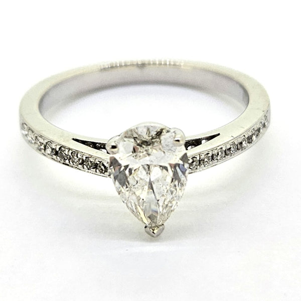 1ct Pear Cut Diamond Solitaire Engagement Ring, G/H Colour