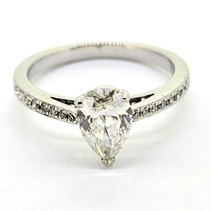 1ct Pear Cut Diamond Solitaire Engagement Ring, G/H Colour