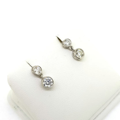 1ct Double Diamond Drop Earrings