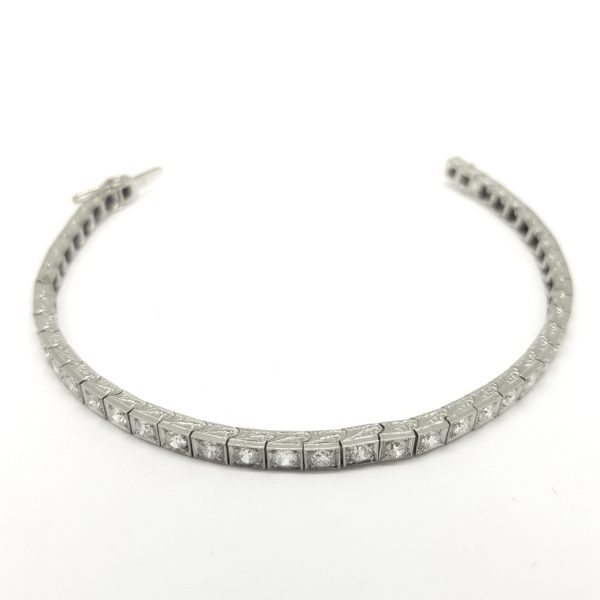 Antique Edwardian Diamond and Platinum Line Bracelet