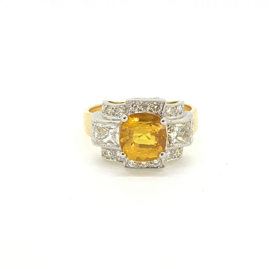 2.30ct Yellow Sapphire and Diamond Cluster Dress Ring