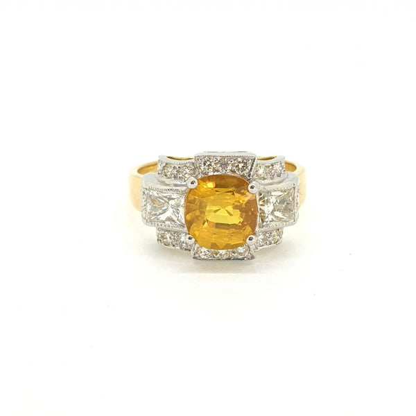 2.30ct Yellow Sapphire and Diamond Cluster Dress Ring