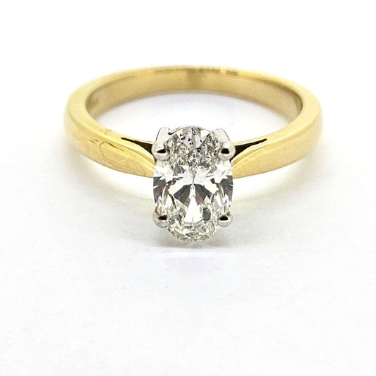 1ct Oval Cut Diamond Solitaire Engagement Ring in Yellow Gold