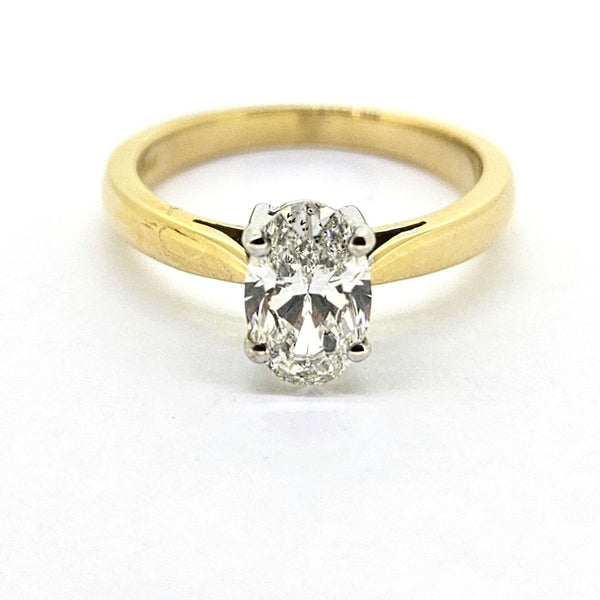 1ct Oval Cut Diamond Solitaire Engagement Ring in Yellow Gold