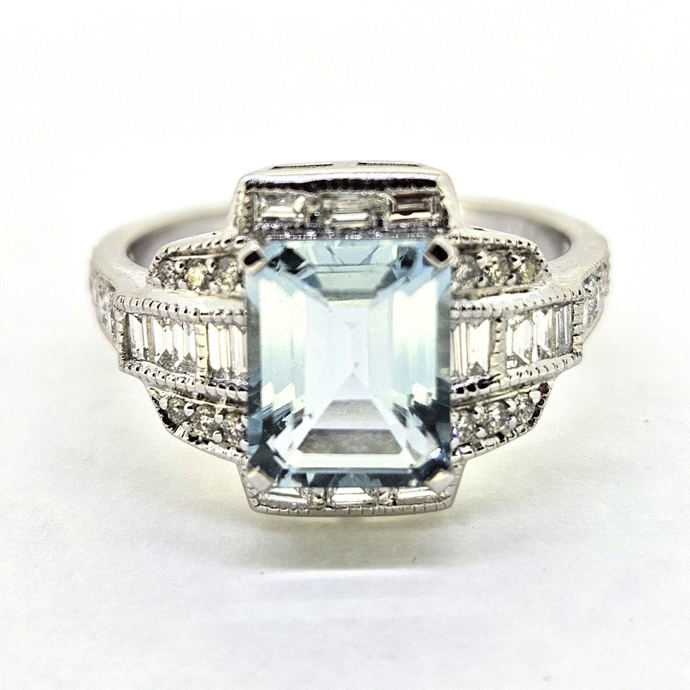 2.11ct Aquamarine and Diamond Cluster Dress Ring