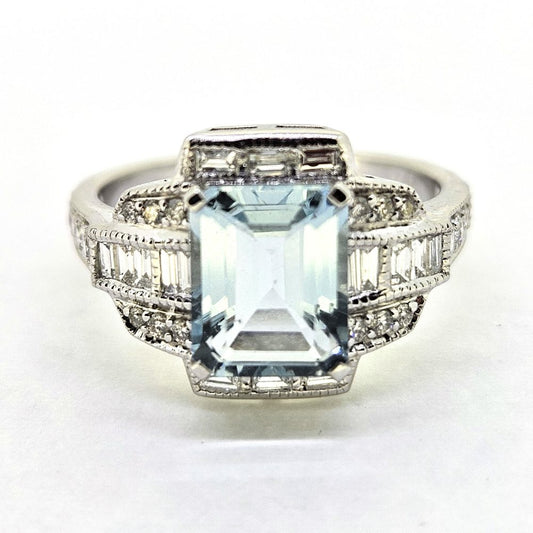 2.11ct Aquamarine and Diamond Cluster Dress Ring