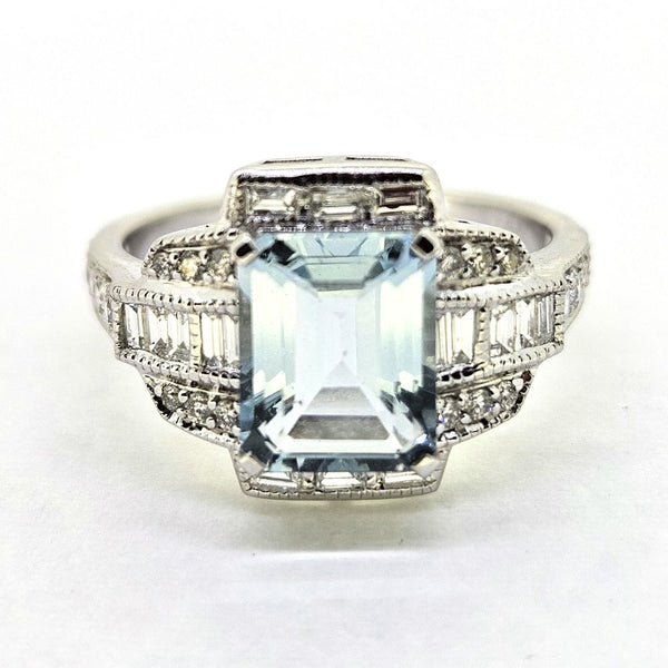 2.11ct Aquamarine and Diamond Cluster Dress Ring