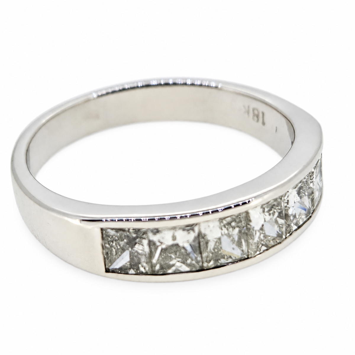 1.19cts Princess Cut Diamond Half Eternity Band Ring in 18ct White Gold