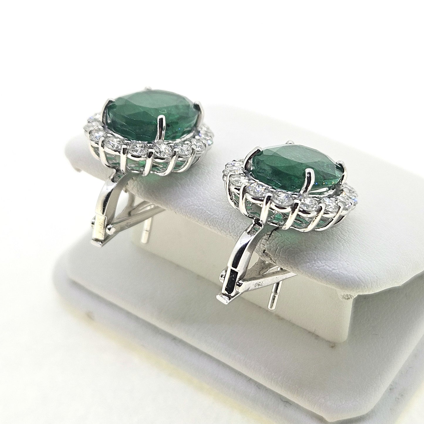 Emerald and Diamond Cluster earrings E8.76 D1.65