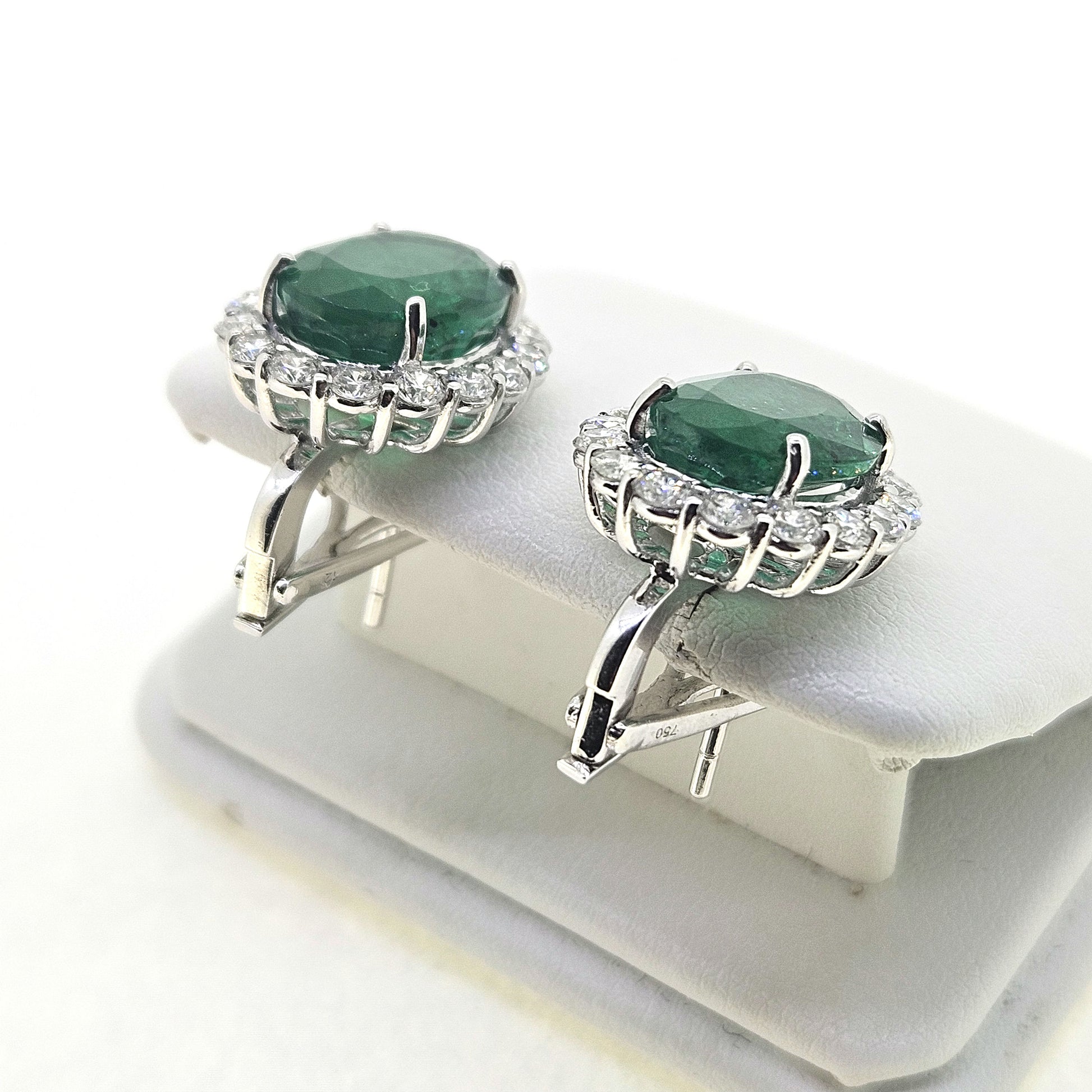 Emerald and Diamond Cluster earrings E8.76 D1.65