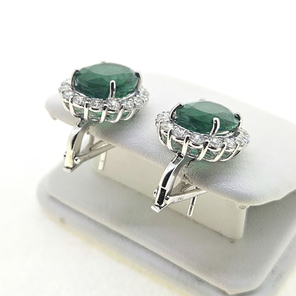 Emerald and Diamond Cluster earrings E8.76 D1.65