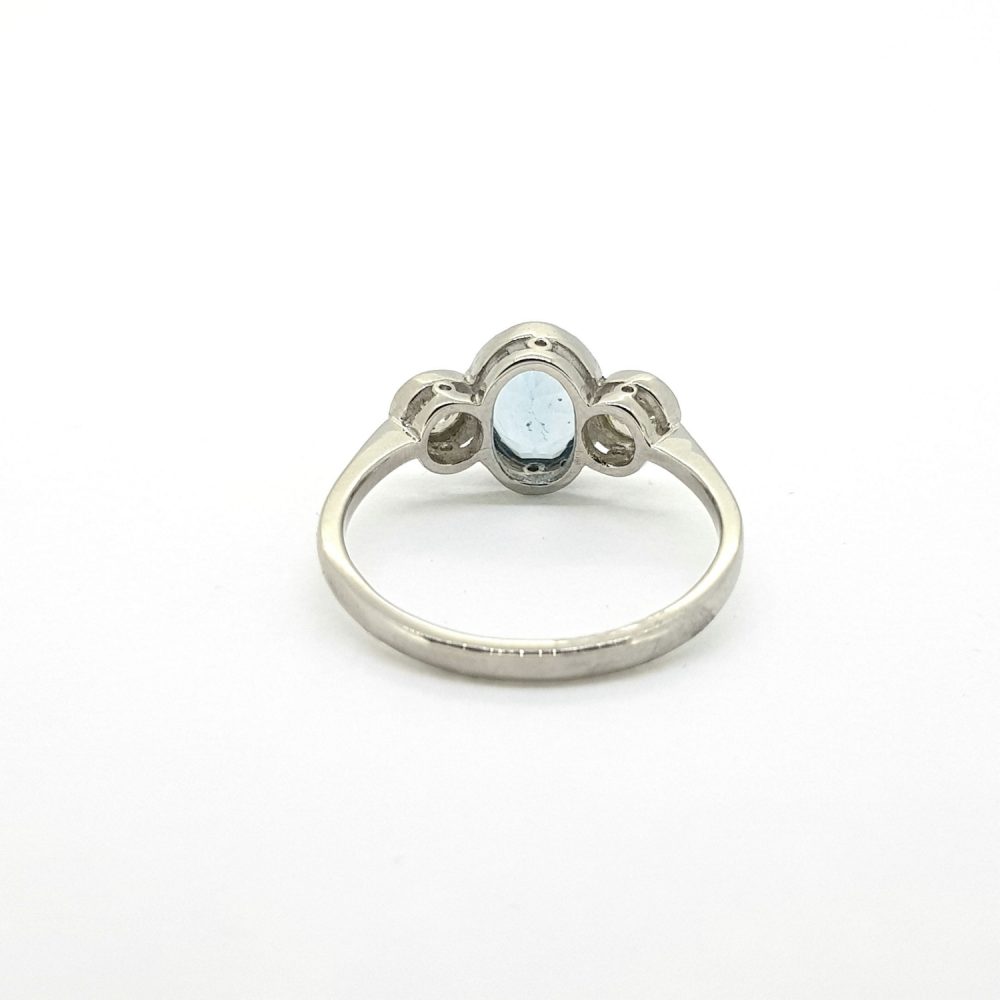 1.10ct Oval Aquamarine and Diamond Trilogy Ring