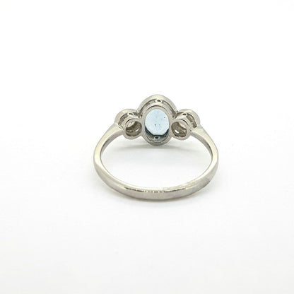 1.10ct Oval Aquamarine and Diamond Trilogy Ring