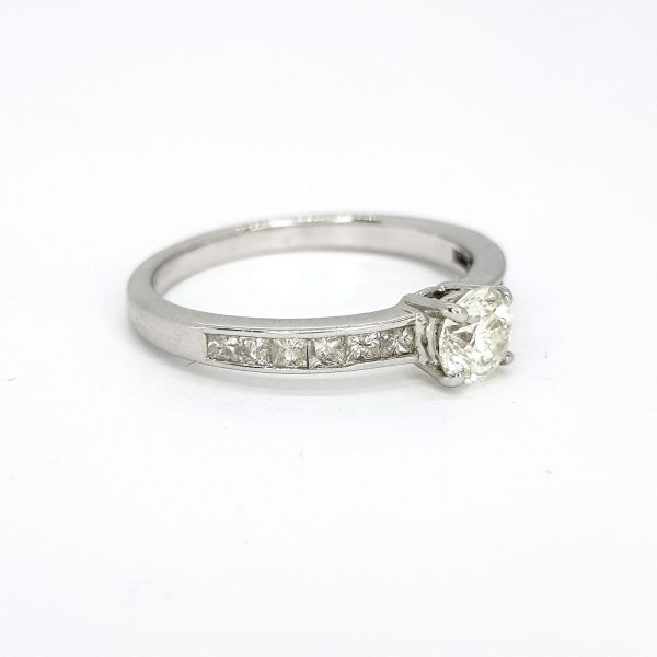 0.52ct Diamond Solitaire Engagement Ring with Princess Cut Diamond Shoulders