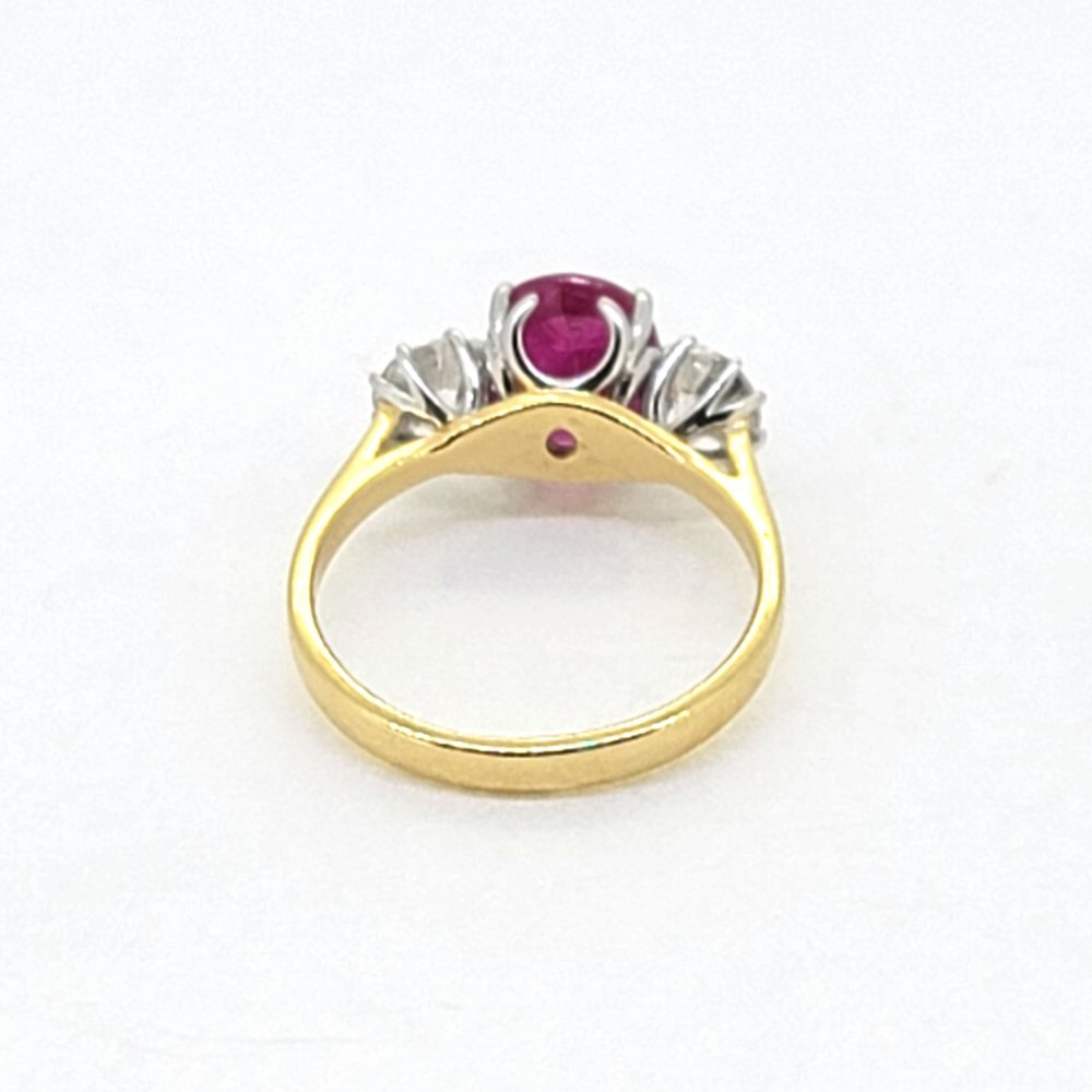 1.78ct Ruby and Diamond Trilogy Engagement Ring in 18ct Yellow Gold